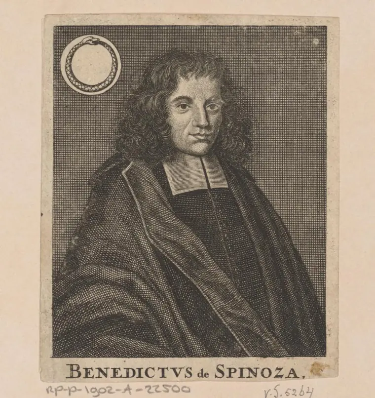 Historical engraved portrait of Baruch de Spinoza.